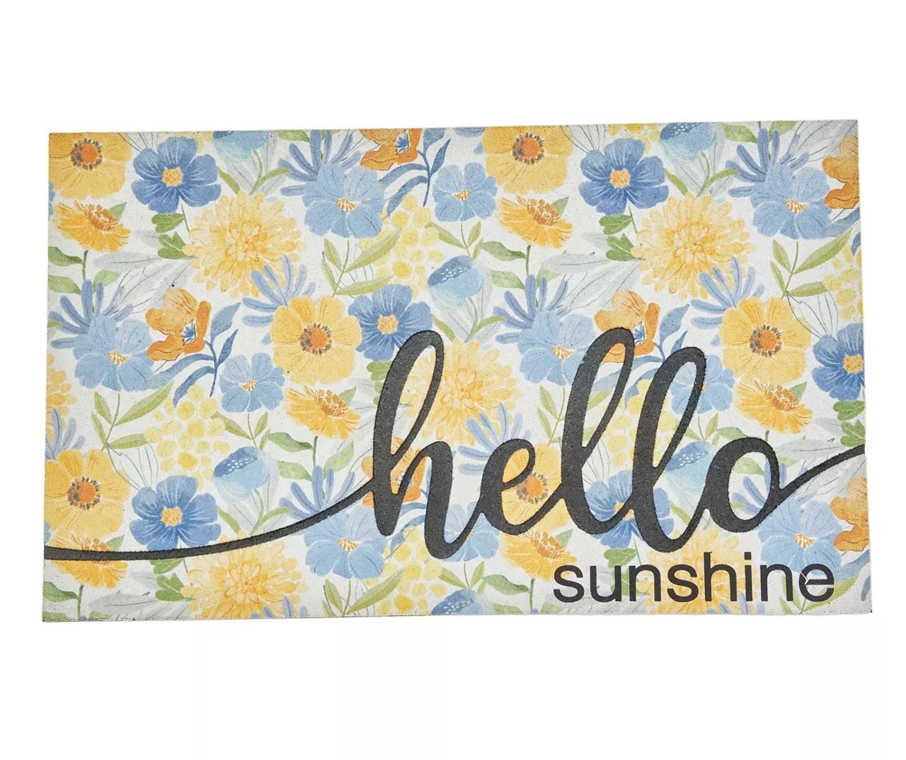 "Hello Sunshine" Blue & Yellow Floral Doormat 1 "Hello Sunshine" Blue & Yellow Floral Doormat