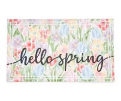 "Hello Spring" Floral Doormat, (18" X 30")