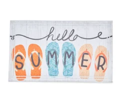 "Hello Summer" White, Orange & Blue Flip-Flop Doormat, (18" X 30")