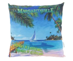 "Changes In Attitudes" Blue Beach Scene Outdoor Throw Pillow