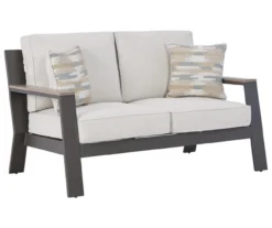 Tropicava Wood Look & Metal Cushioned Patio Loveseat -RAZOR COSCO SHOP 810599415 1