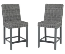 45.1" Palazzo All-Weather Wicker Patio Bar Stools, 2-Pack