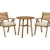 Vallerie Wood 3-Piece Cushioned Patio Bistro Set