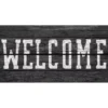 "Welcome" Gray & White Printed Wood Plank Doormat