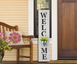 "Welcome" White & Black Porch Sign With Galvanized Planter -RAZOR COSCO SHOP 810607484 A0 4