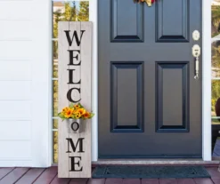 "Welcome" White & Black Porch Sign With Galvanized Planter -RAZOR COSCO SHOP 810607484 A0 5