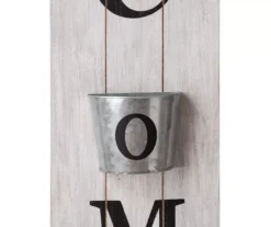 "Welcome" White & Black Porch Sign With Galvanized Planter -RAZOR COSCO SHOP 810607484 A0 8