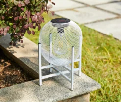 11.5" White Mesh Metal LED Solar Lanterns, 2-Pack -RAZOR COSCO SHOP 810607501 A0 4