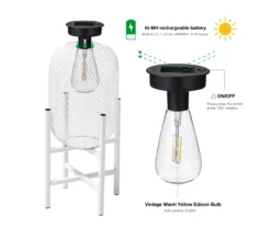 14.2" White Mesh Metal LED Solar Lanterns, 2-Pack -RAZOR COSCO SHOP 810607503 A0 11