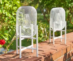 14.2" White Mesh Metal LED Solar Lanterns, 2-Pack -RAZOR COSCO SHOP 810607503 A0 4