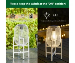 14.2" White Mesh Metal LED Solar Lanterns, 2-Pack -RAZOR COSCO SHOP 810607503 A0 9