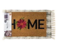 Melville Gray Distressed Plaid 2-Piece Layering Accent Rug & Mat Set
