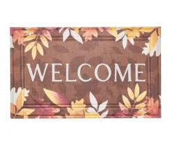 Harvest Meadow "Welcome" Brown Autumn Leaves Crumb Rubber Doormat