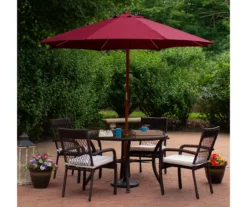 Northlight 8.5' Burgundy Market Wood Patio Umbrella -RAZOR COSCO SHOP 810612669 A0 2 1