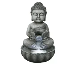 Northlight Buddha Holding Leaf LED Water Fountain