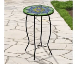 19" Peacock Feather Glass Garden Table -RAZOR COSCO SHOP 810612980 A0 2