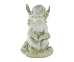 11.5" Sitting Cherub Angel With Book Statue