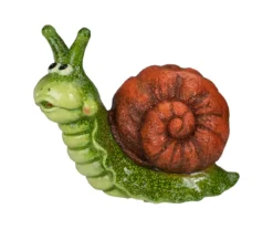 13.5" Green & Brown Snail Statue