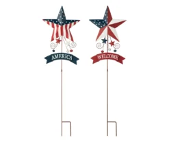 "Welcome" & "America" U.S. Flag Star Yard Stakes, 2-Pack