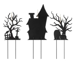 Haunted House, Pumpkin & Graveyard 3-Piece Yard Stake Set -RAZOR COSCO SHOP 810671251 A0 6