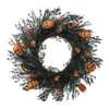 22" Orange Glitter Skull & Black Spider Twig Wreath
